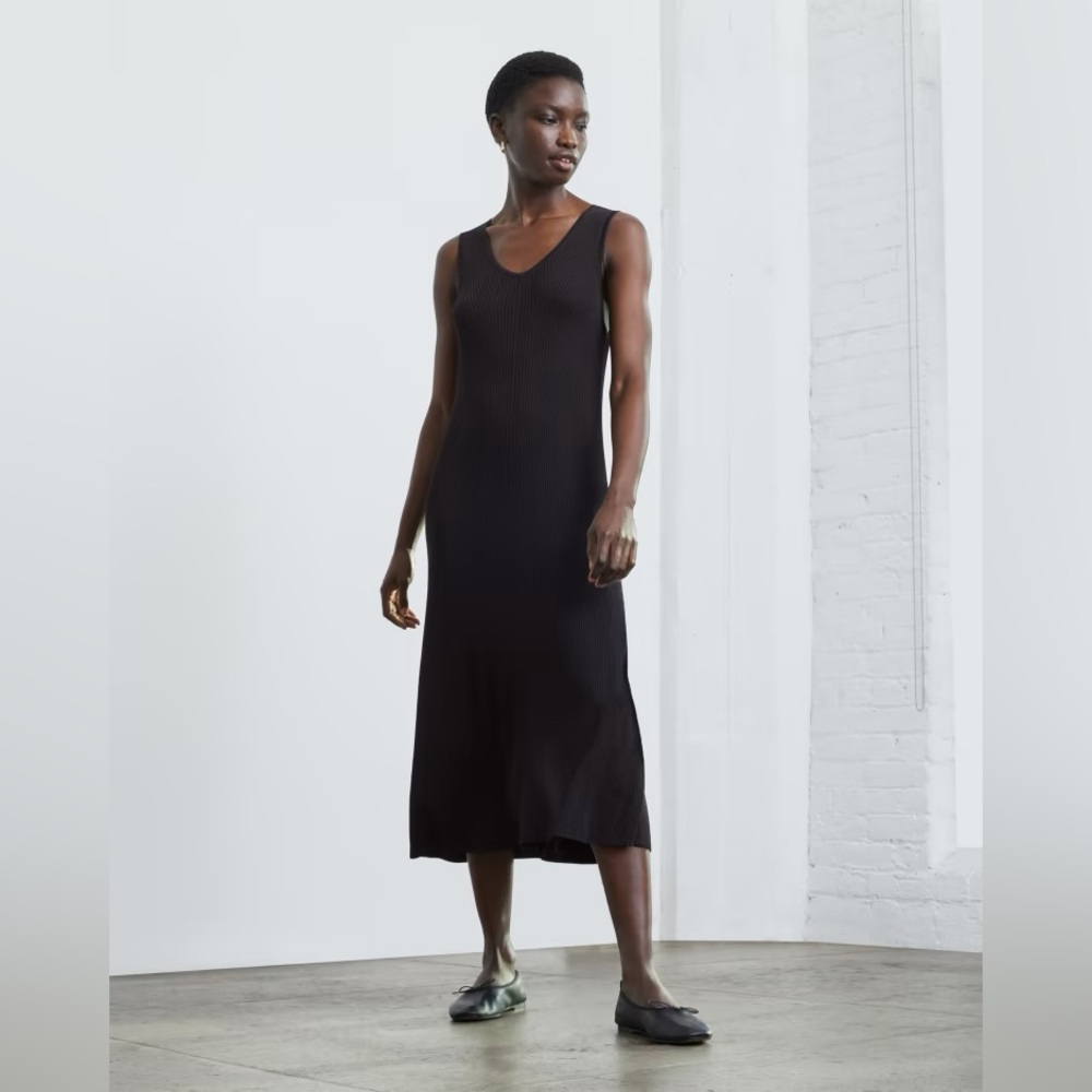 Everlane ribbed midi dress (black) EUC